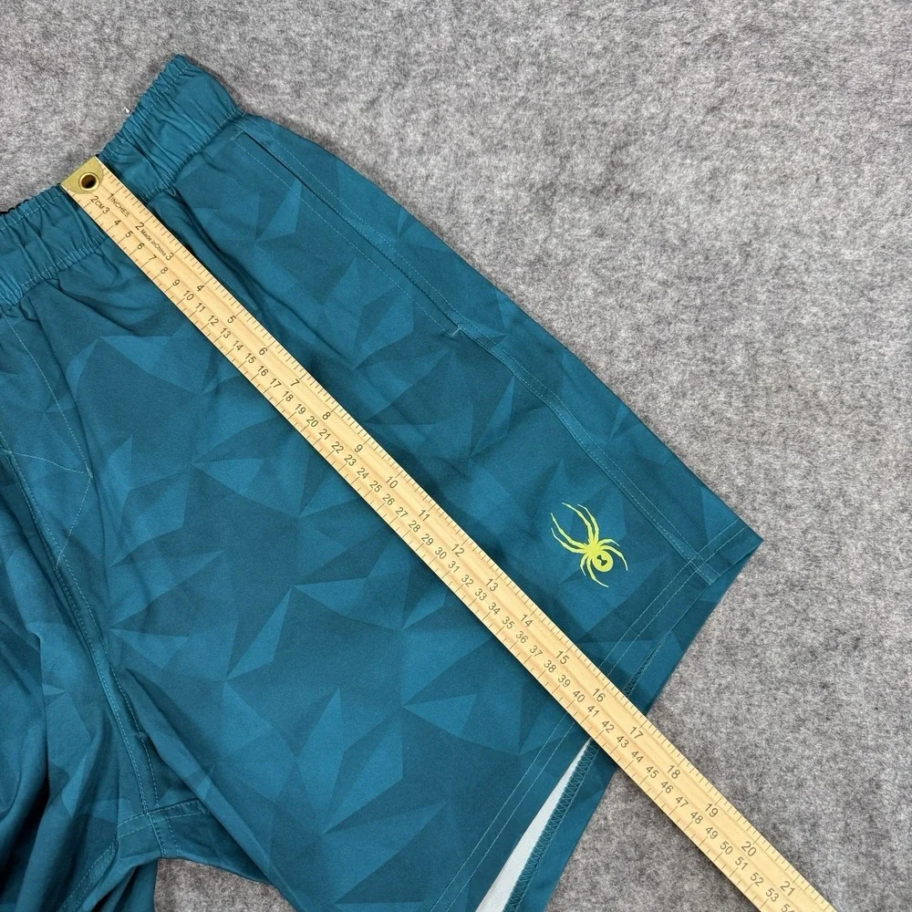 NWT Spyder Swimsuit Trunks Shorts Mens L Teal UV Protection Mesh Quick Dry Beach